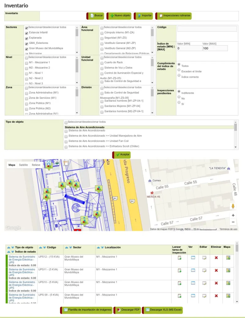 Captura de SmartFacilities: inventario 03